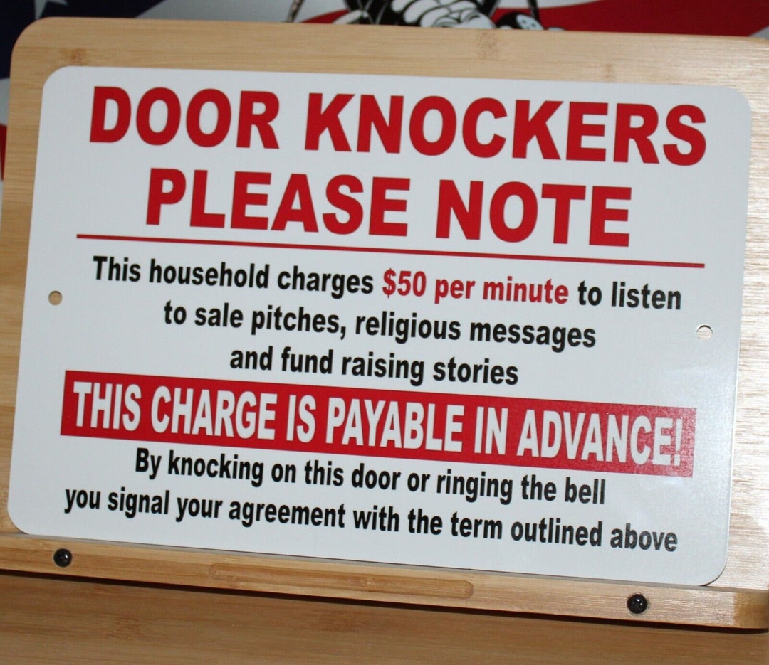 Door Knockers No Soliciting Funny Aluminum Sign 8x12 In Etsy