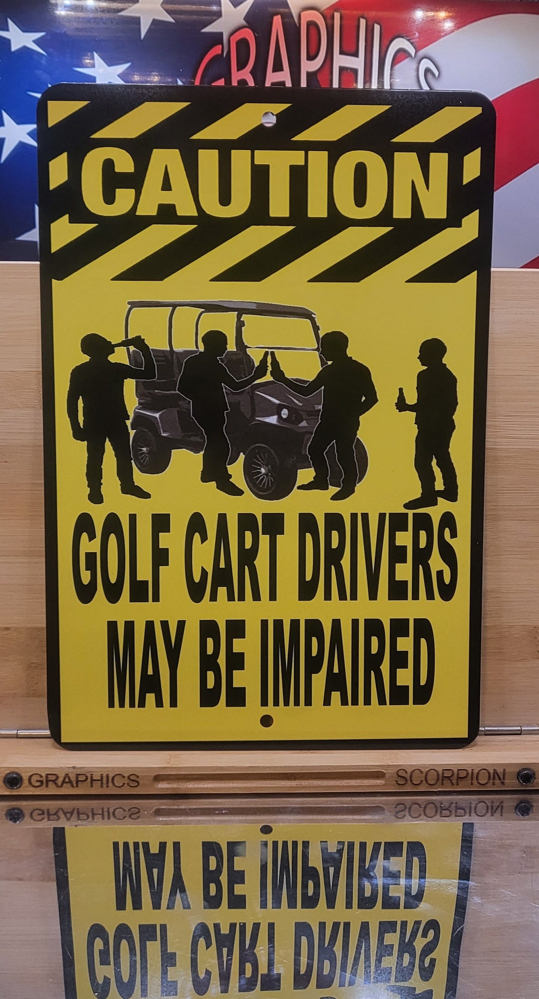 Caution Golf Cart Drivers May Be Impaired Funny Aluminum Sign 8x12 In
