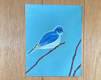 Blue Bird Art Print UNFRAMED (8x10)