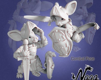 Mouse Folk Knight miniature for table top role playing games by Naga Minis