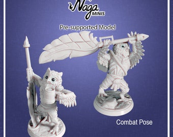 Owl Fighter Miniature for Dungeons and Dragons, Pathfinder, or Homebrew table top role playing games