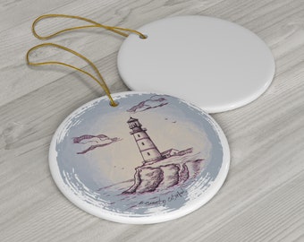 Lighthouse Design Ceramic Ornament