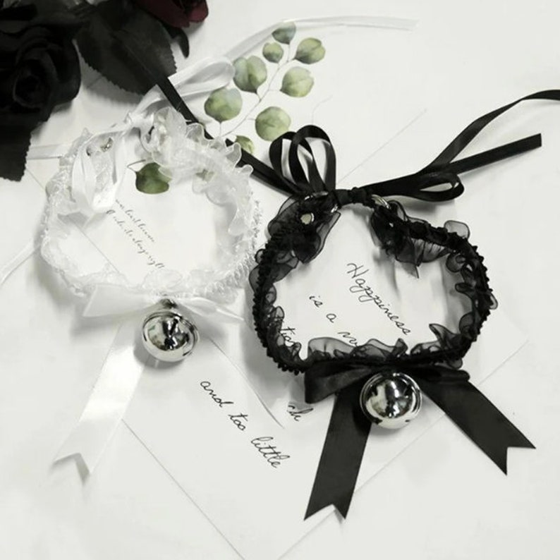 Cute Kawaii Lace Choker Lolita Choker With Bell Bow Knot - Etsy