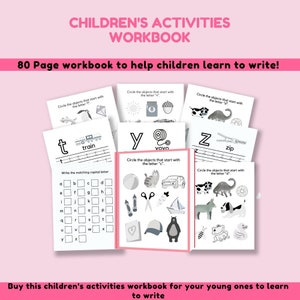 Minha primeira apostila de escrita/ Livro do alfabeto de escrita infantil/ Minhas primeiras apostilas de letras/ Planilhas visuais que ajudam seus filhos a escrever
