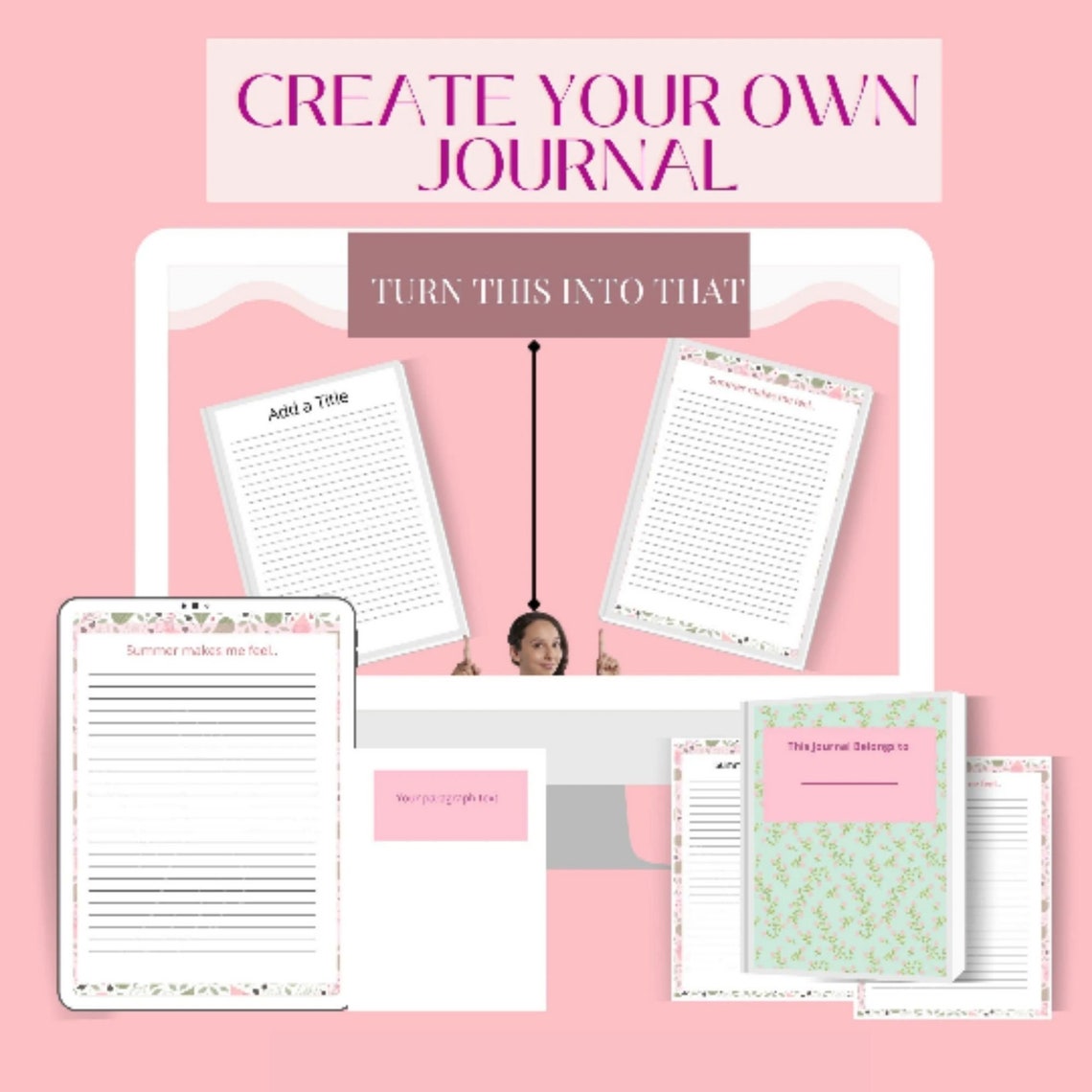 Canva Journal Template Editable Journaling Kit Custom Writing Canva Journal Template Editable Journaling Kit Custom Writing