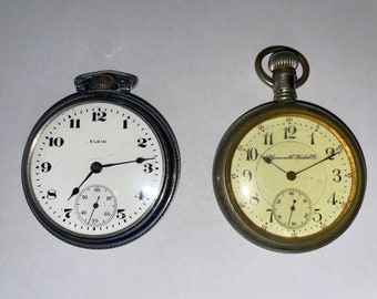 ELGIN 1925 Vintage Taschenuhr * Grade 317 Openface 15 Jewels 18s& Plymouth Watch Company Pocket Watch (Zusammen verkauft)