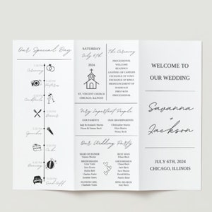 Infographic Wedding Program | Wedding Infographic | Trifold Wedding Program | Wedding Seating Chart | Wedding Program Template