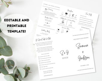 Wedding Program Template | Wedding Programs | Wedding Program | Reception Games | Advice for the Bride | Wedding Timeline | Trifold Program