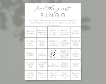 Wedding Table Games | Wedding Bingo | Find the Guest Bingo | Infographic Wedding Program | Wedding Activities | Wedding Program