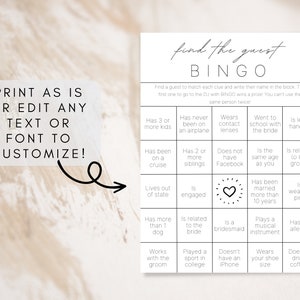 Wedding Table Games | Wedding Bingo | Find the Guest Bingo | Infographic Wedding Program | Wedding Activities | Wedding Program image 2