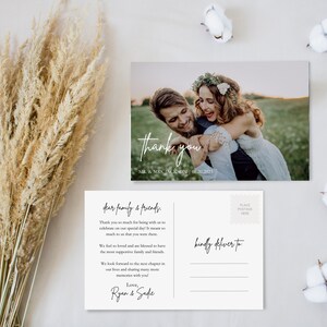 Obrigado do casamento você carda o modelo | Obrigado do casamento você cartões com foto | Obrigado de casamento | Wedding agradece-lhe cartão postal | Felizes para sempre