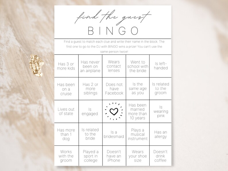 Wedding Table Games | Wedding Bingo | Find the Guest Bingo | Infographic Wedding Program | Wedding Activities | Wedding Program image 5