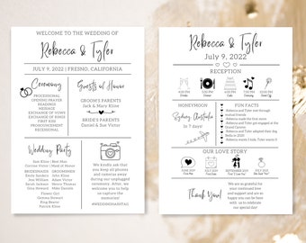 Infographic Wedding Program | Wedding Program Template | Wedding Timeline | Wedding Timeline Template | Wedding Table Games