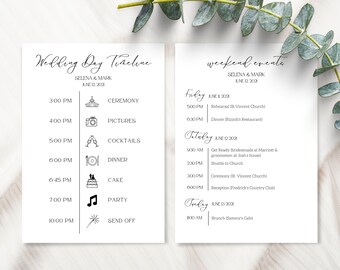 Wedding Timeline Template | Wedding Day Timeline | Wedding Weekend Itinerary | Wedding Itinerary | Wedding Timeline | Wedding Timeline Card