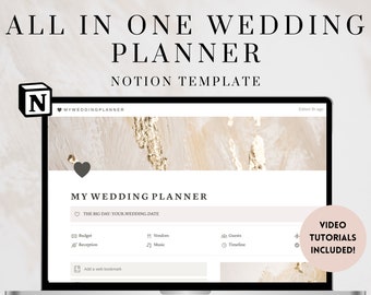Notion Template | Digital Wedding Planner | Wedding Checklist | Wedding Timeline Template | Notion Templates | Wedding Planner Book