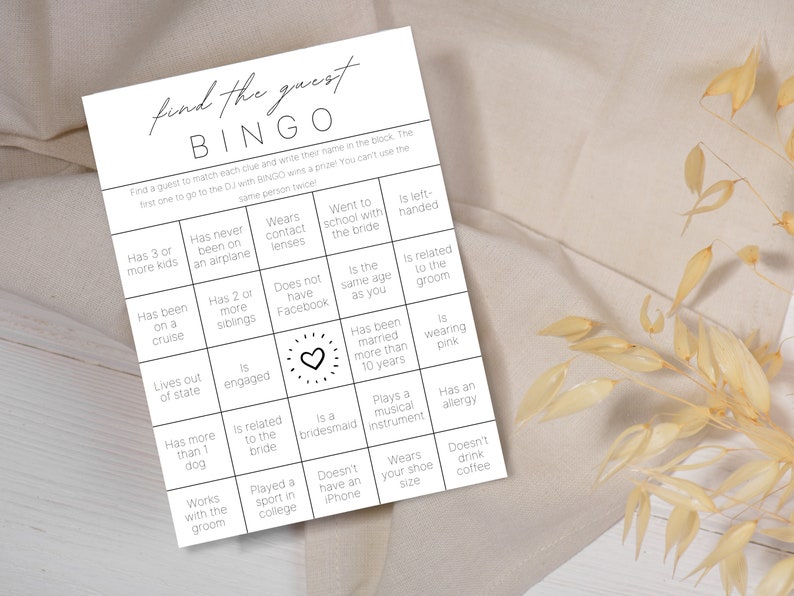 Wedding Table Games | Wedding Bingo | Find the Guest Bingo | Infographic Wedding Program | Wedding Activities | Wedding Program image 3