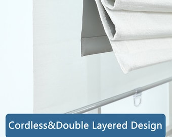 Double Layered Roman Shade: Light Filtering & Blackout Linen Blind