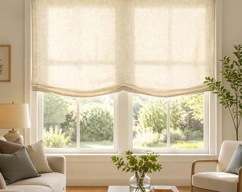 Custom Linen Blend Relax Roman Shade: Room Darkening