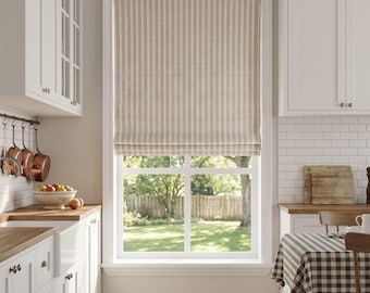 Custom Wool Blended Wheat Meadow Cordless Roman Shade