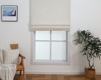 Custom Linen Blend Cordless Roman Shade: Room Darkening