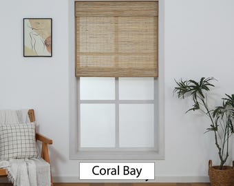 Custom Cordless Natural Woven Wood Roman Shades