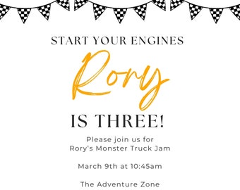 Monster Truck Birthday Invite