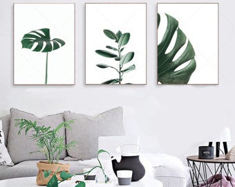 Plantes tropicales Affiche Feuilles vertes Impression sur toile