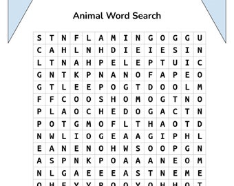 animals word search etsy
