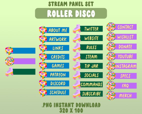 Roller Disco Panels For Twitch INSTANT DOWNLOAD Flower Power.