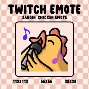 Sangin&#39; Chicken Emote - INSTANT DOWNLOAD Twitch Streaming Emotes Farm Kawaii Chicken Aesthetic Singing Karaoke Mic Drop Rapping Cute