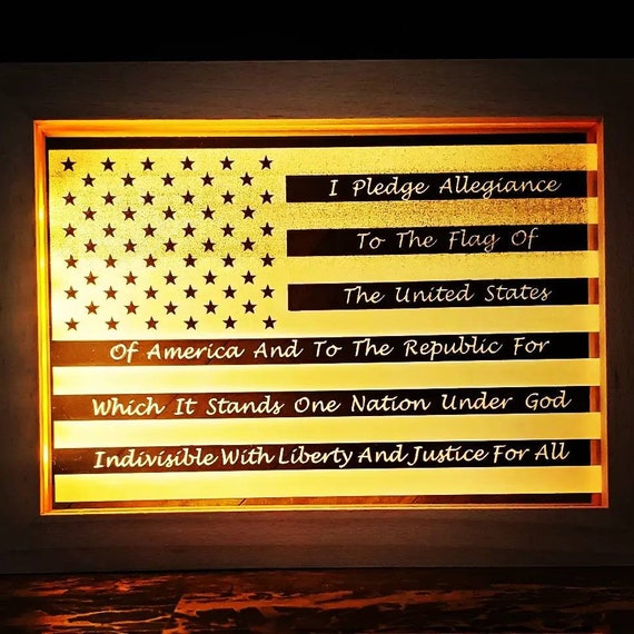 Acrylic LED Laser Engraved Flag With Pledge of Allegiance - Etsy