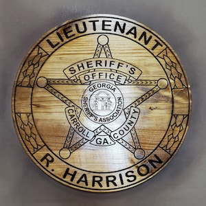 Personalized 18&quot; Wooden Law Enforcement Badge Wall Plaque.