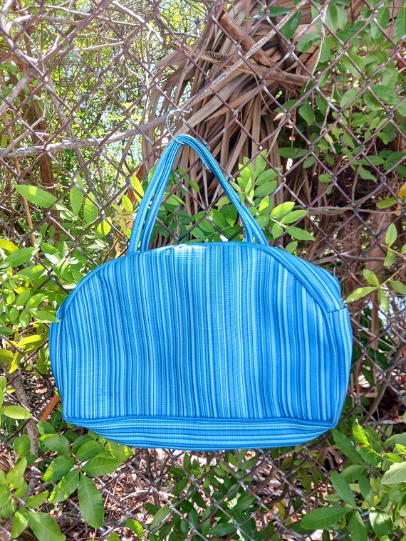 Vintage 70's Striped Blue Purse - image 3