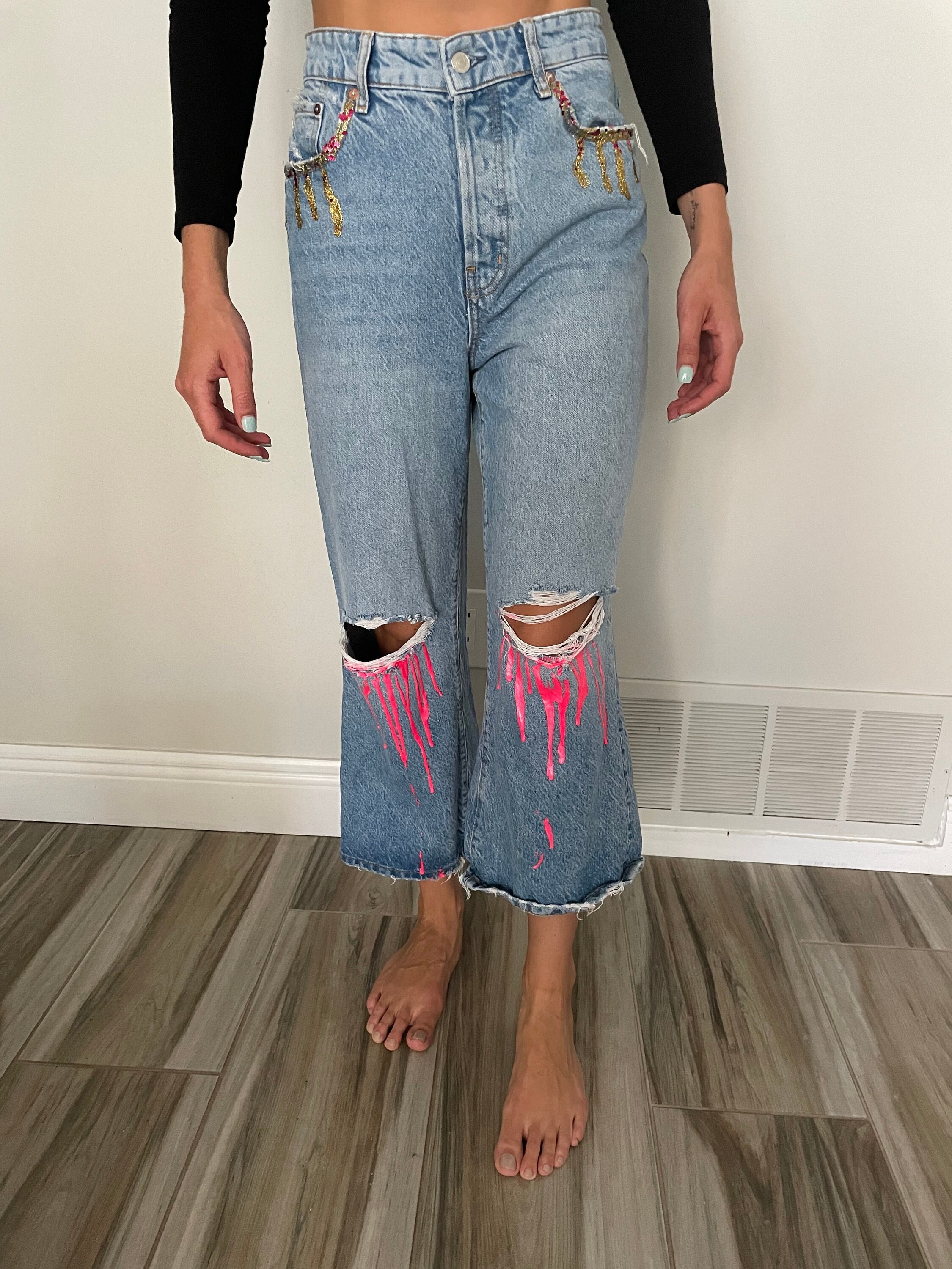 Freepeople Jeans Hand Painted