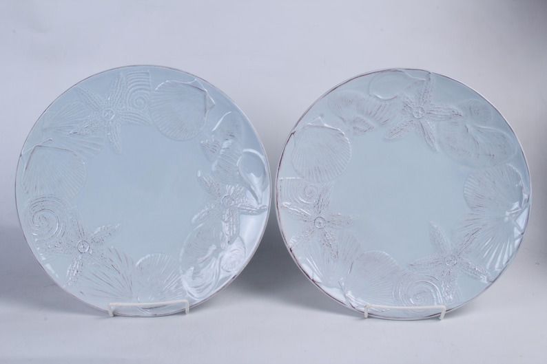 Blue Sky Clayworks Seahorse & Seashell Menagerie Dinner Plates - Thumbnail 3