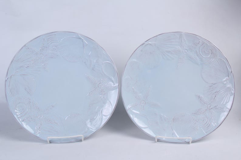 Blue Sky Clayworks Seahorse & Seashell Menagerie Dinner Plates
