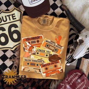 Country Music Cassette Tapes Western, Ready to Press DTF or Sublimation Transfer