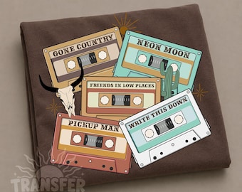 90s Country Music Cassette Tapes, Ready to Press DTF or Sublimation Transfer