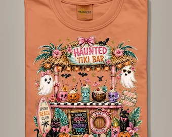 Haunted Tiki Bar Coquette Summerween Halloween, Ready to Press DTF or Sublimation Transfer