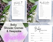 Baby Shower Game Bundle | DIY Baby Shower Keepsake | Baby Predictions, Well Wishes & Who Knows Mummy Game | Instant Digital Download File