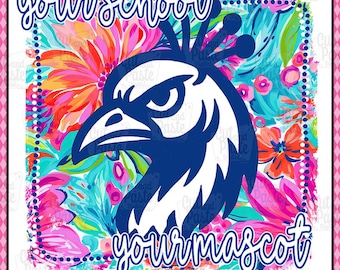 CUSTOM Neon Flower Your Mascot PNG, School Spirit Design (Digital Download)