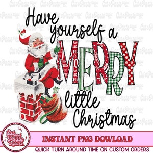 Vintage Santa Christmas PNG: Retro Shirt Design (Digital Download)