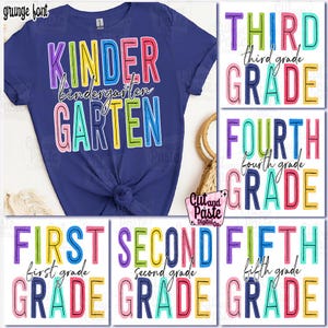 GRUNGE LETTERS BUNDLE, Kindergarten, Grade Level, Subject, Teacher, School, Digital Design, png Printable