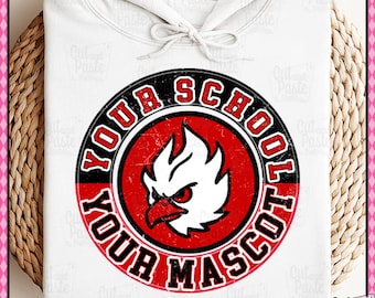 Custom Vintage Split Circle Mascot PNG: Your School/Team/Mascot/Colors