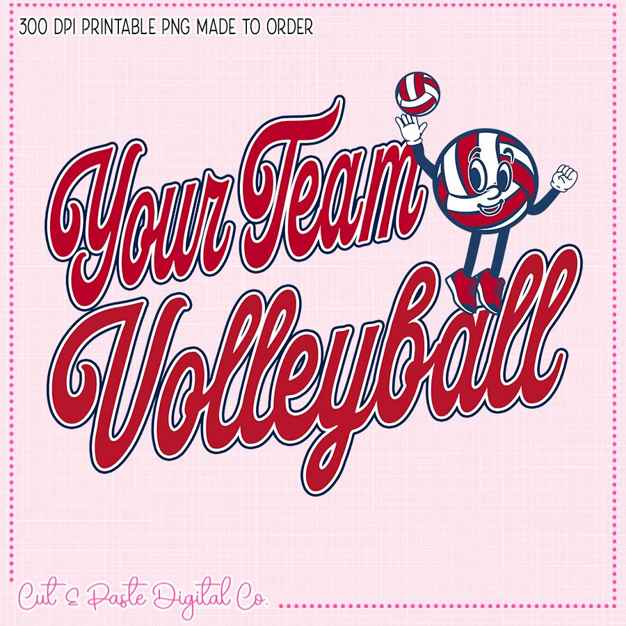 Volleyball Mascot PNG - Retro Team Design, Custom Digital File - Etsy