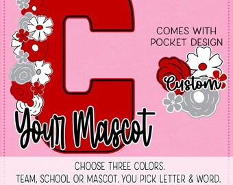 CUSTOM Doodle Flower Funky Letter PNG: Your School/Team/Name/Colors