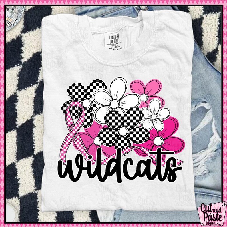 Pink Out Wildcats PNG: Groovy Flower Design (cancer Awareness Digital ...
