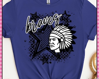 Diseño de tablero de ajedrez y estrellas de los Bravos: Espíritu escolar PNG