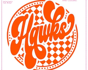 Hawks Retro Mascot Sign - Checkerboard Digital PNG