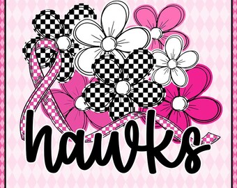 Hawks Pink Out, Breast Cancer Awareness, hippe dambordbloemen, png PNGEgg: digitaal ontwerp